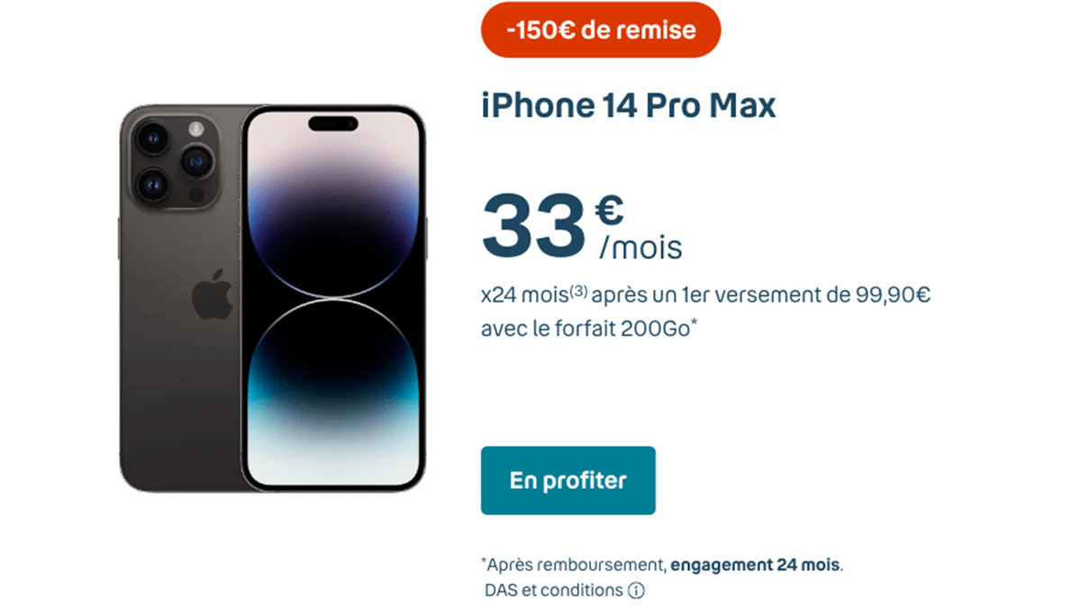 iPhone 14 Pro Max remise immédiate