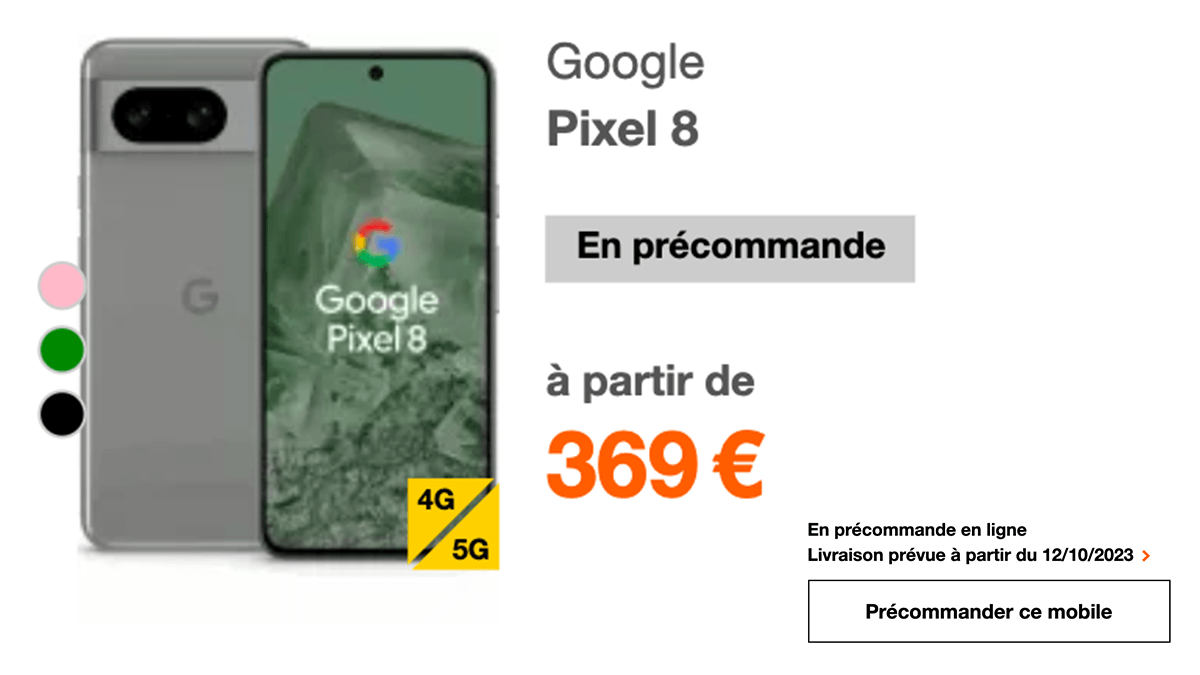 Orange forfait 5G Google Pixel 8