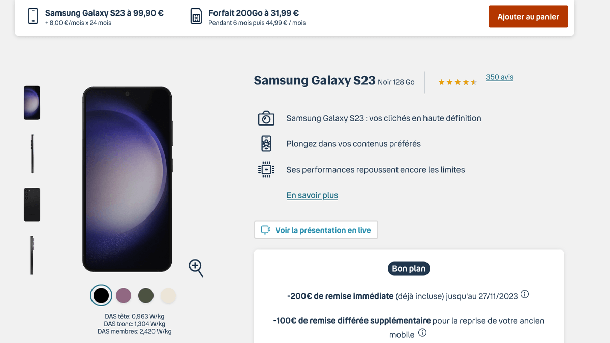 Samsung Galaxy S23 en promo