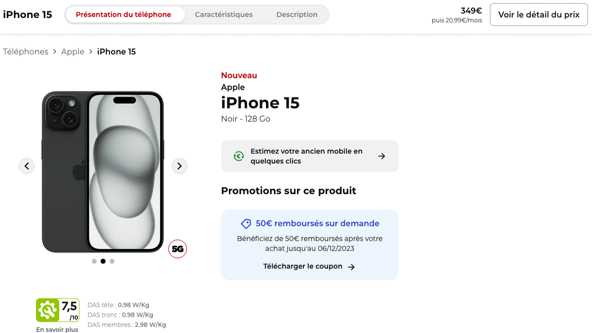 iPhone 15 à 1€ Free