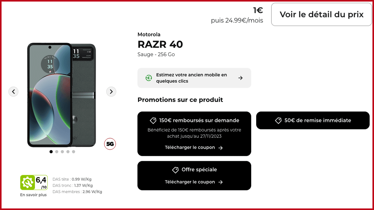 Motorola Razr 40 pas cher Free