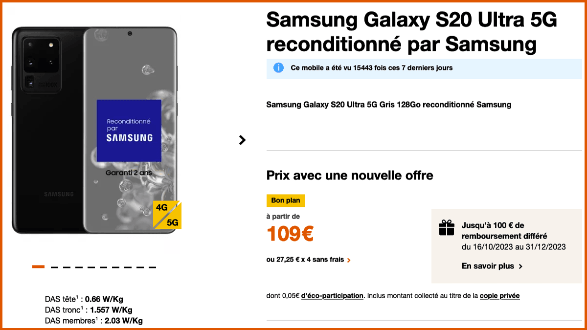 Samsung Galaxy S20 Ultra en promo