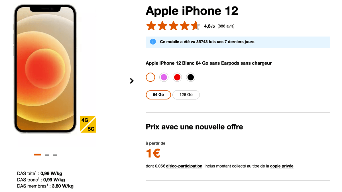 Orange iPhone 12 pas cher
