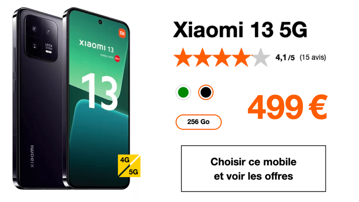 Xiaomi 13 promo Orange forfait mobile