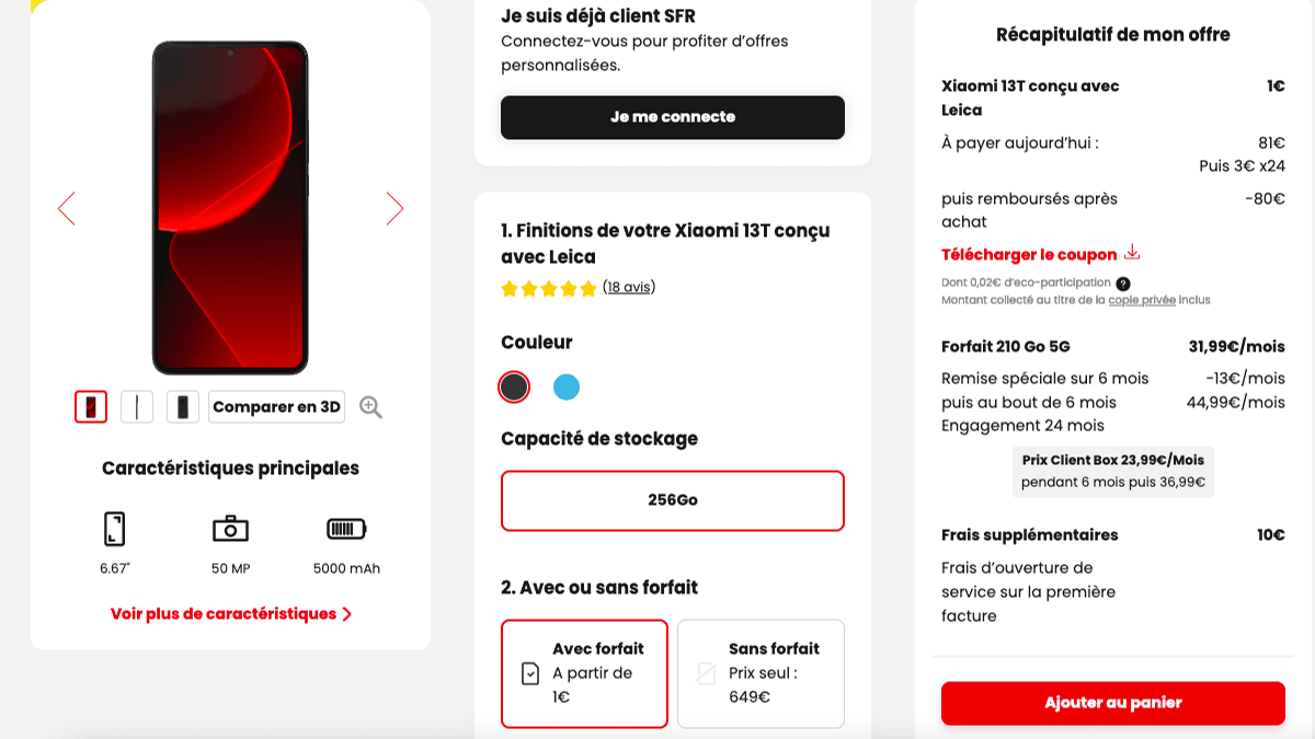 Xiaomi 13T à 1€