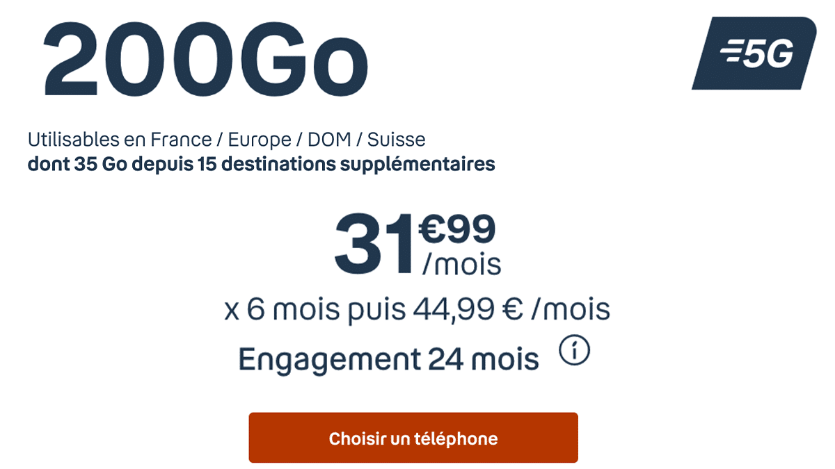 Bouygues Telecom forfait mobile 200 Go