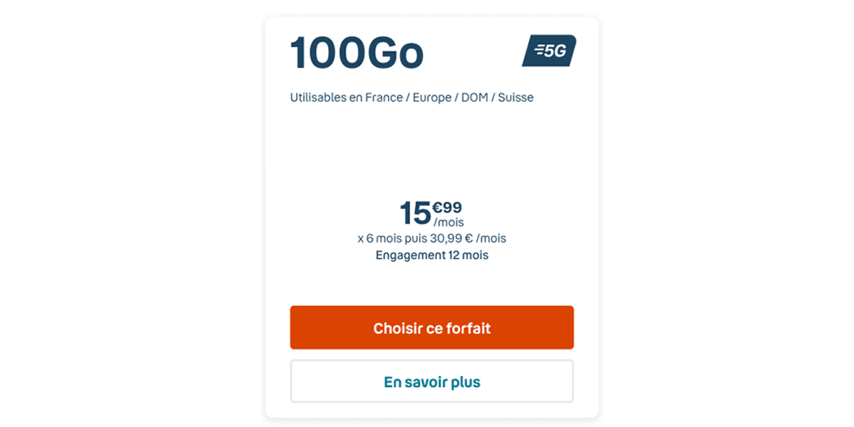 Le forfait 100 Go premium proposé par Bouygues Telecom