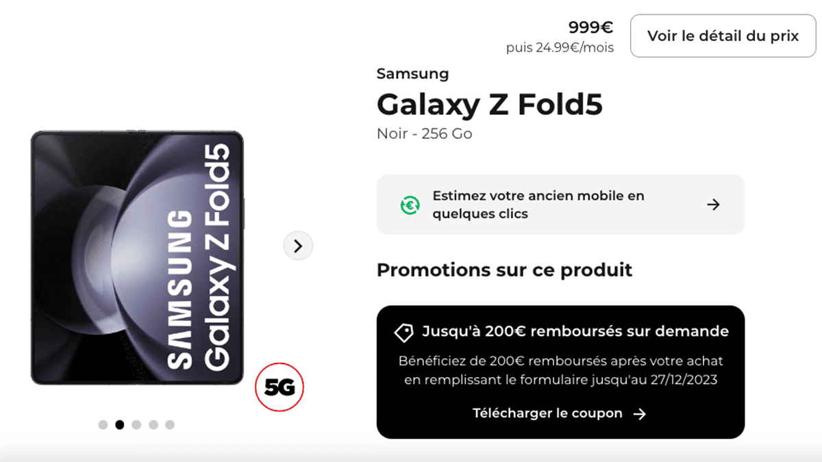 Samsung Galaxy Z Fold 5 en promo