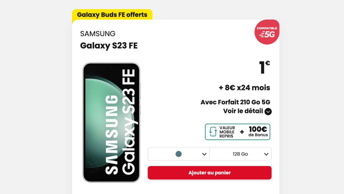 Samsung Galaxy S23 FE dès 1€