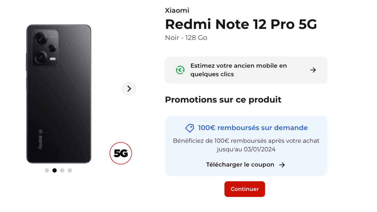 Promo sur le Xiaomi Redmi Note 12 Pro 5G