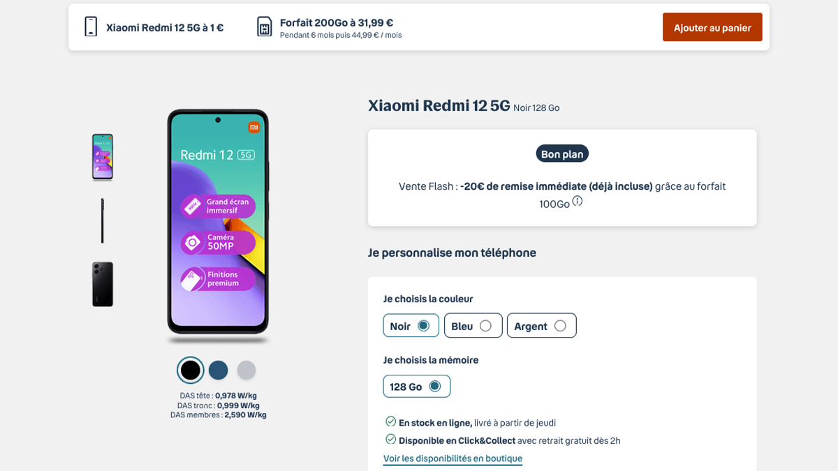 Xiaomi Redmi Note 12 5G à 1€