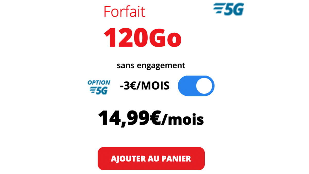 Forfait 5G 120 Go d'Auchan télécom