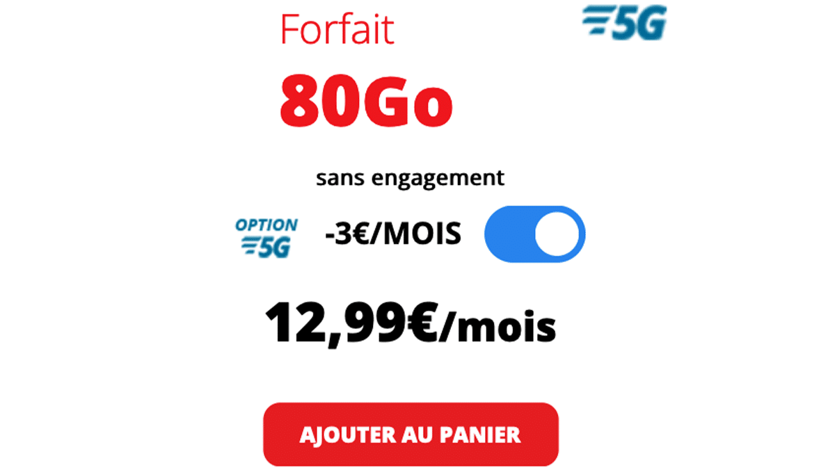 Forfait 5G 80 Go d'Auchan télécom