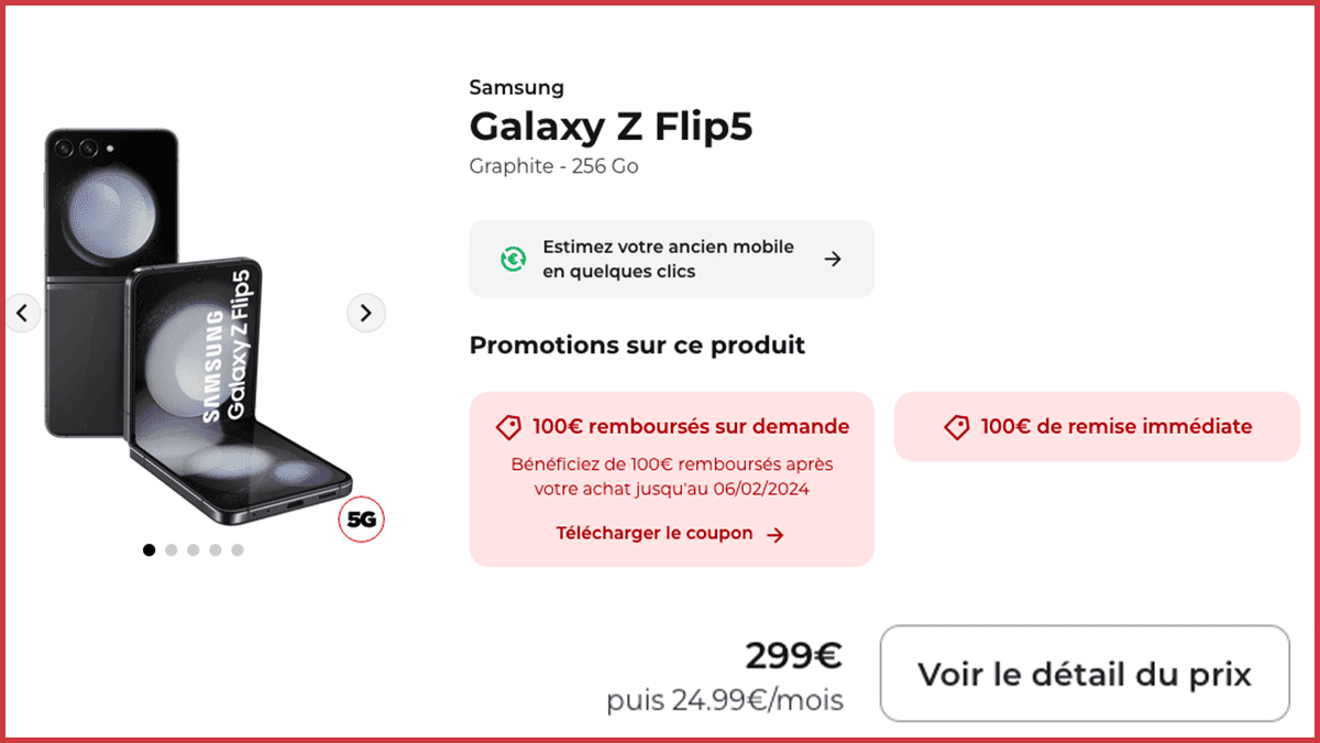 Galaxy Z Flip 5 en promo Free