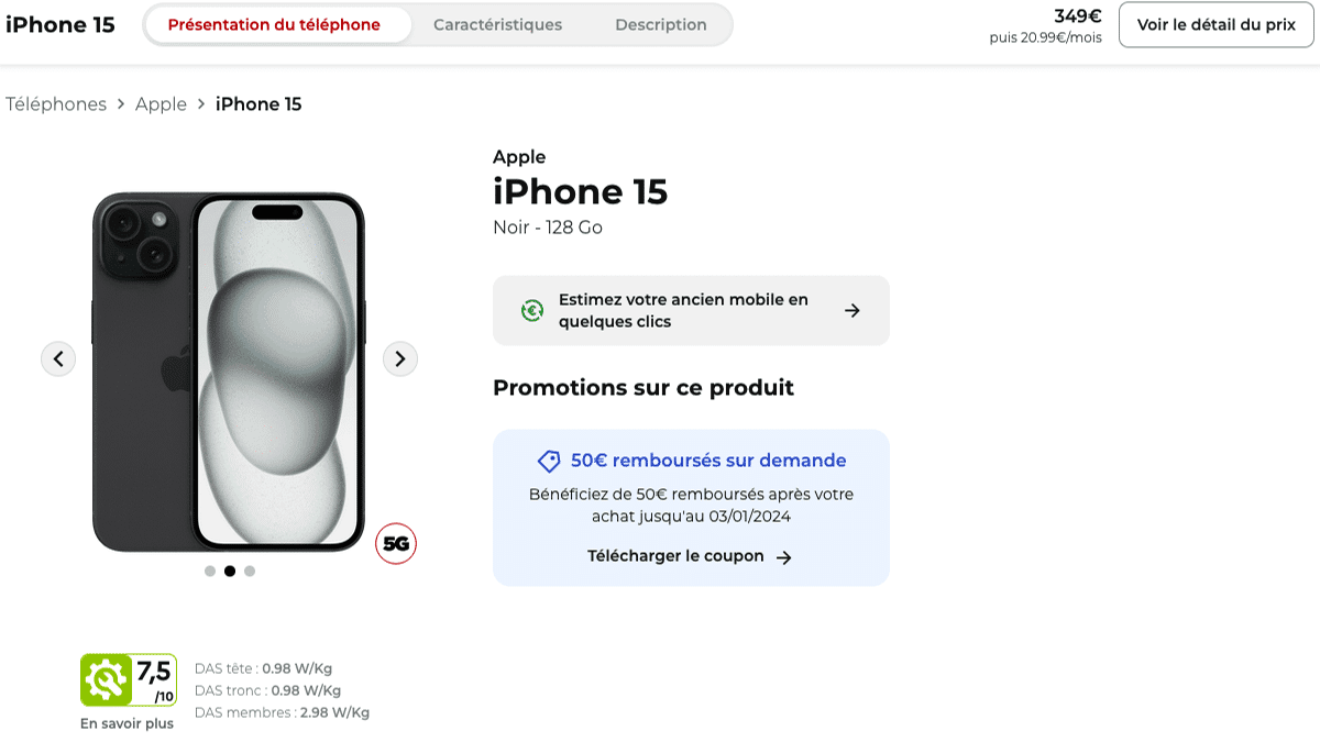 iPhone 15 en promo Free