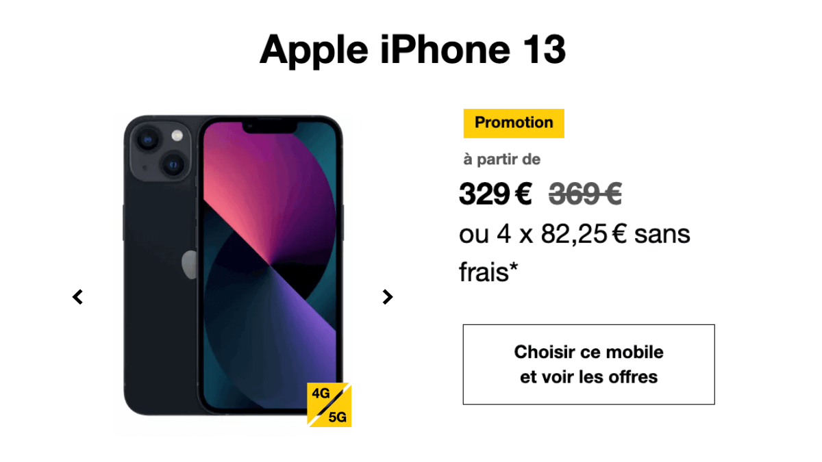 L'iPhone 13 est à 329 euros