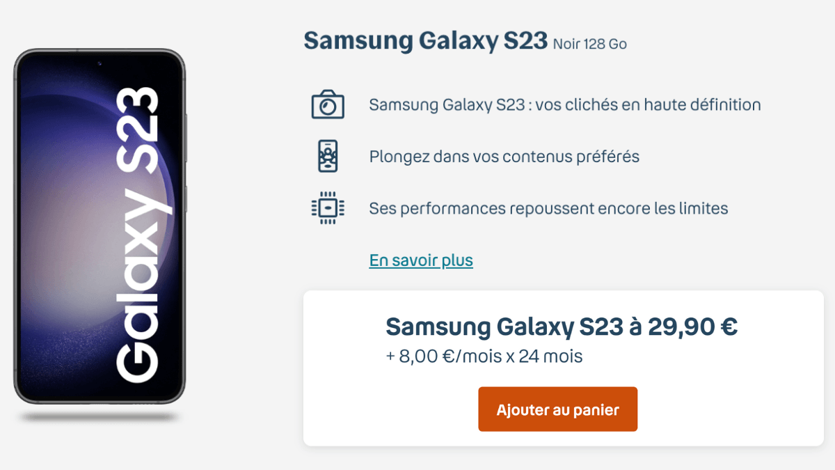 Promotion sur le Samsung Galaxy S23