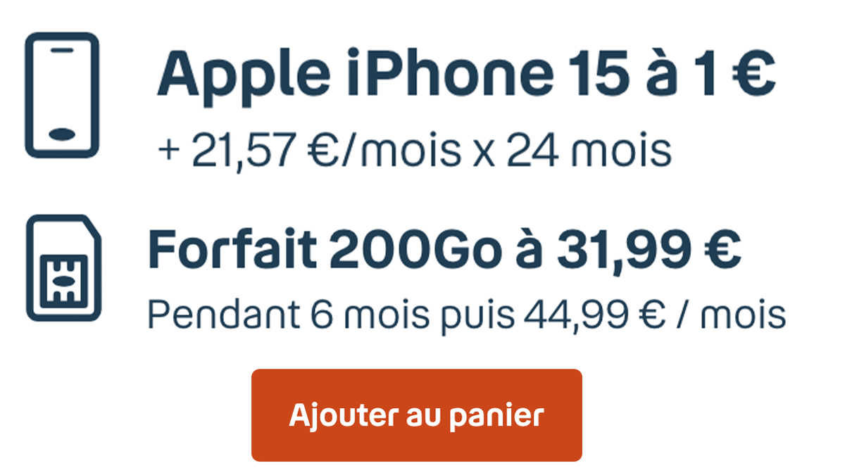 Forfait mobile 5G 200 Go iPhone 15