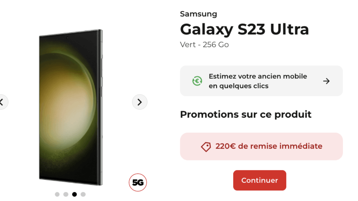 Samsung Galaxy S23 Ultra moins cher