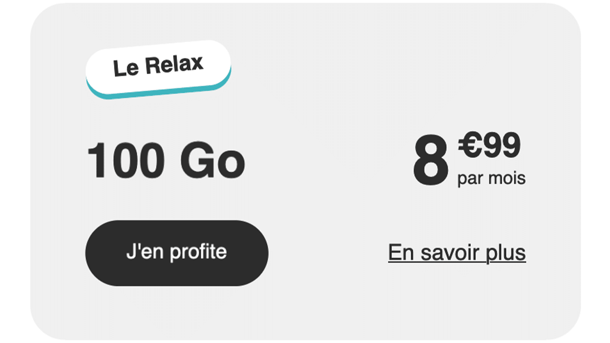 Forfait mobile 100 Go de Coriolis Le Relax