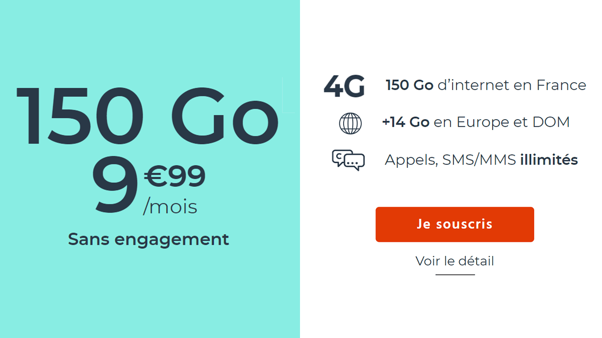 Cdiscount Mobile forfait à 10€ avec 150 Go