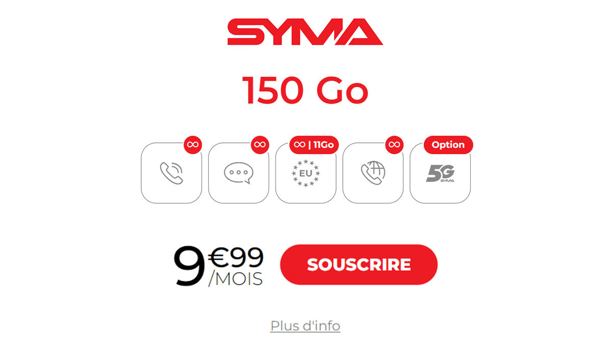 Syma Mobile forfait sans engagement 150 Go