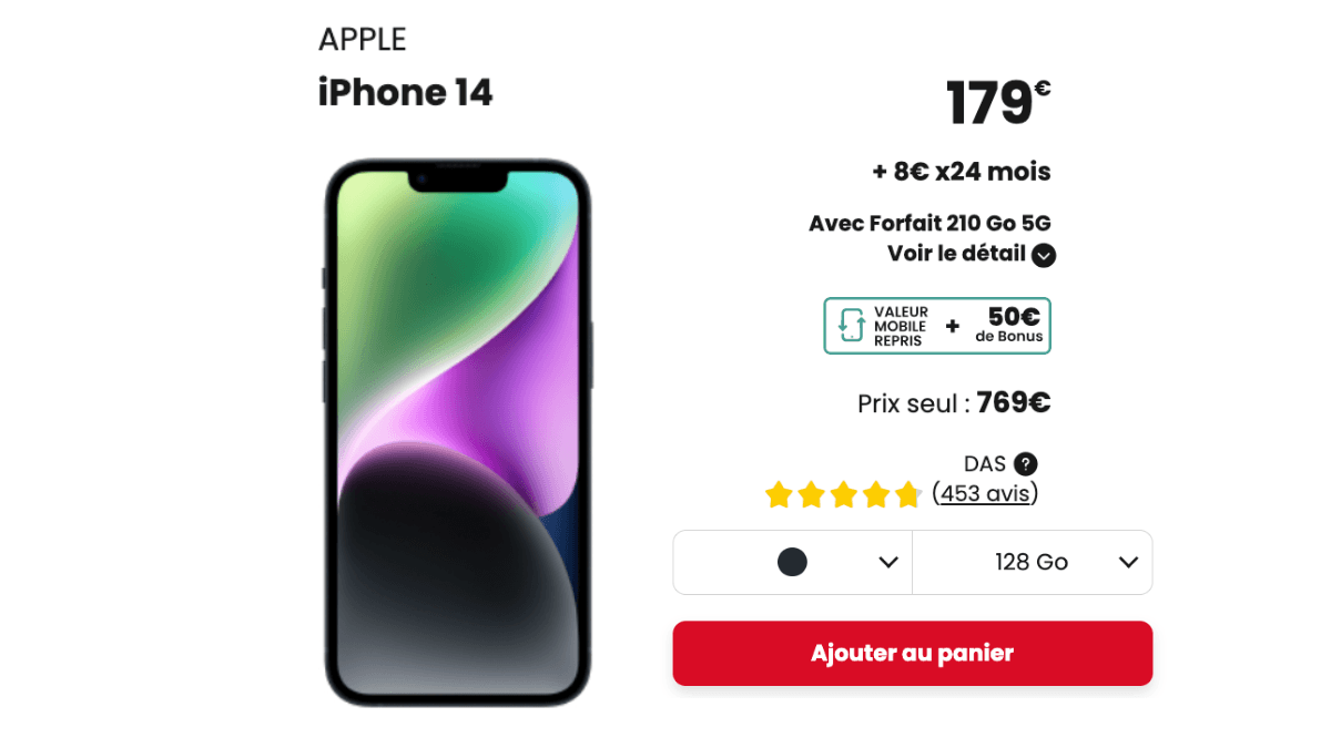 Nouveau prix sur l'iPhone 14