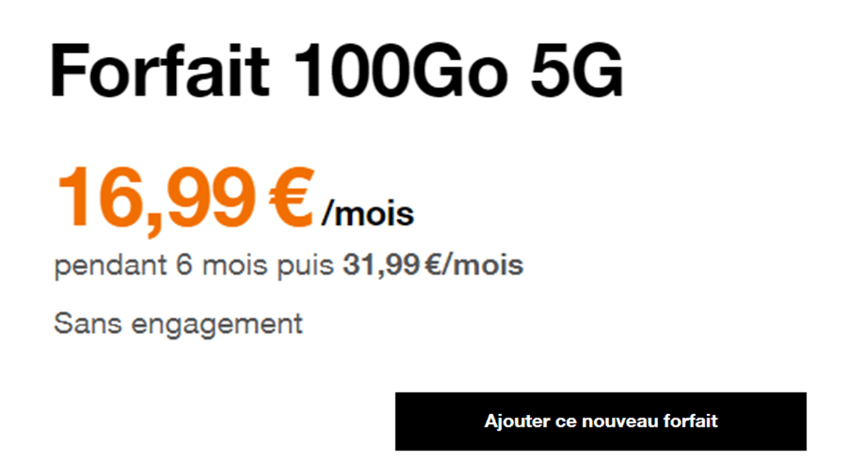 Forfait mobile 100 Go d'Orange