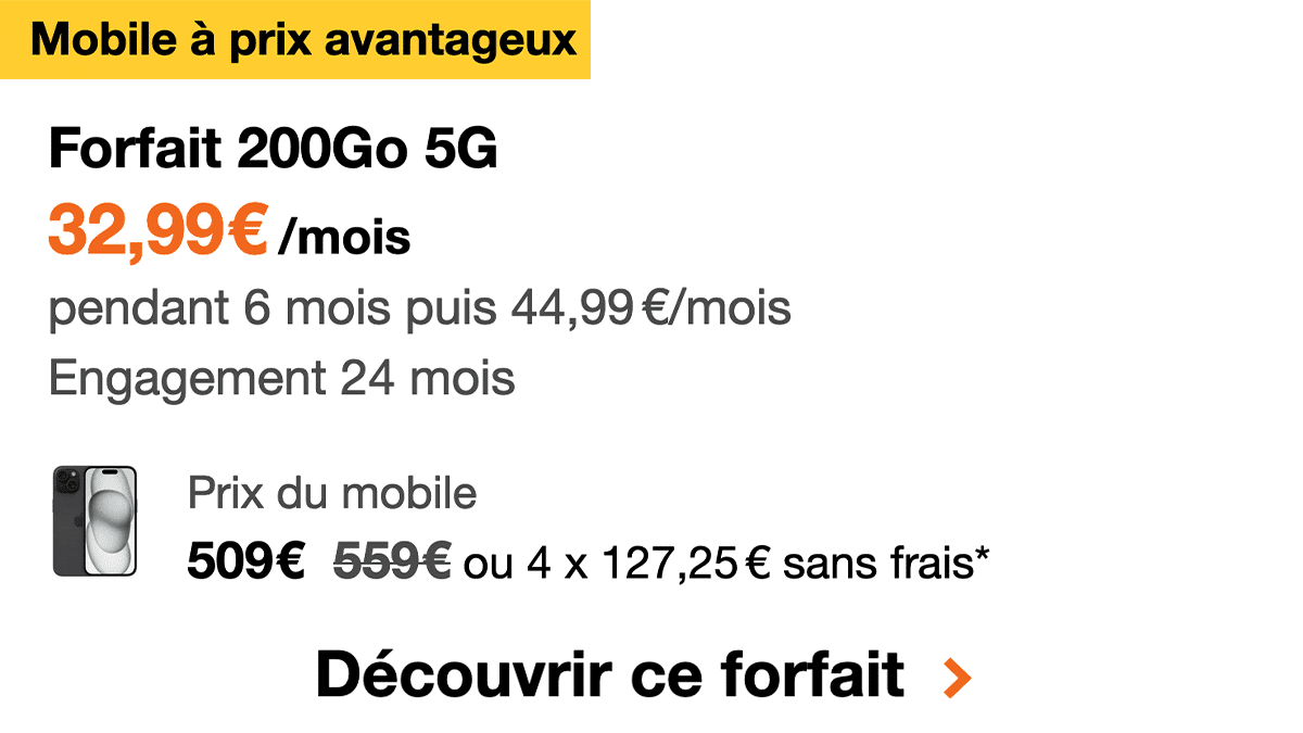 Forfait mobile Orange iPhone 15