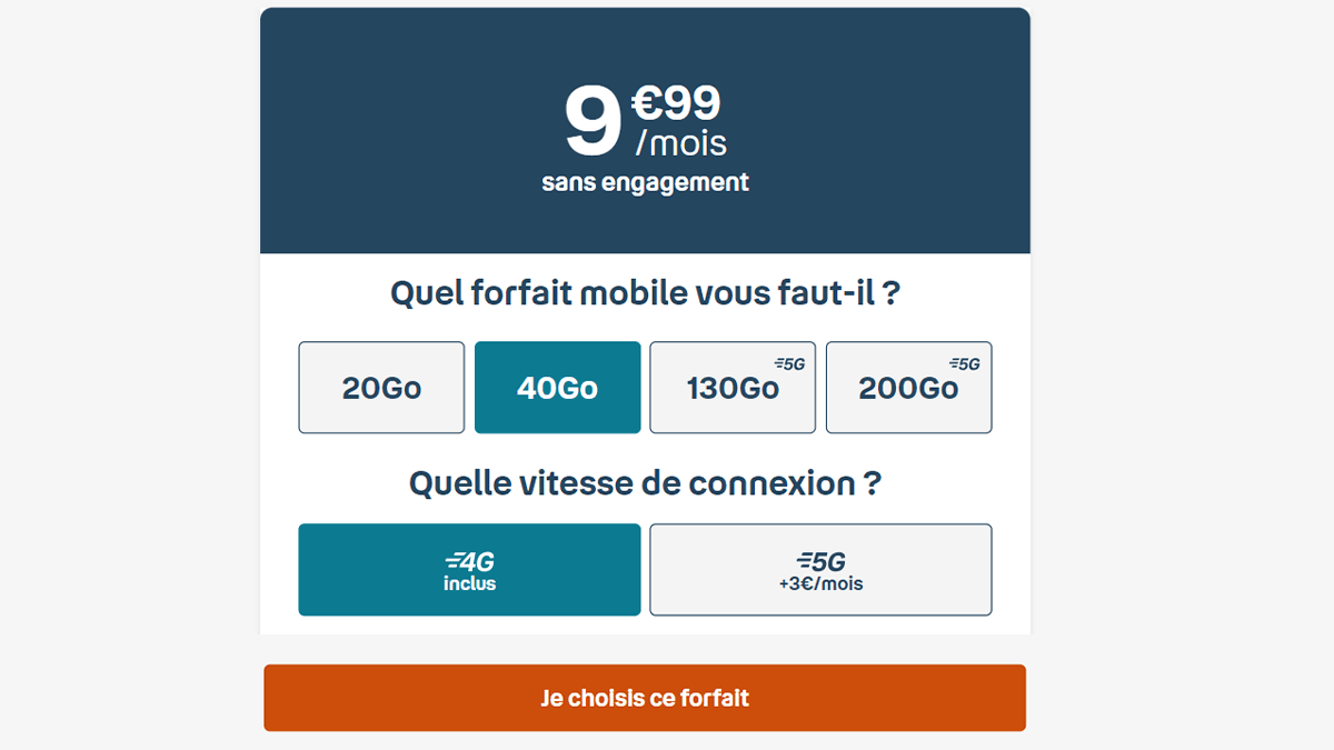 B&You forfait mobile 40 Go 10€