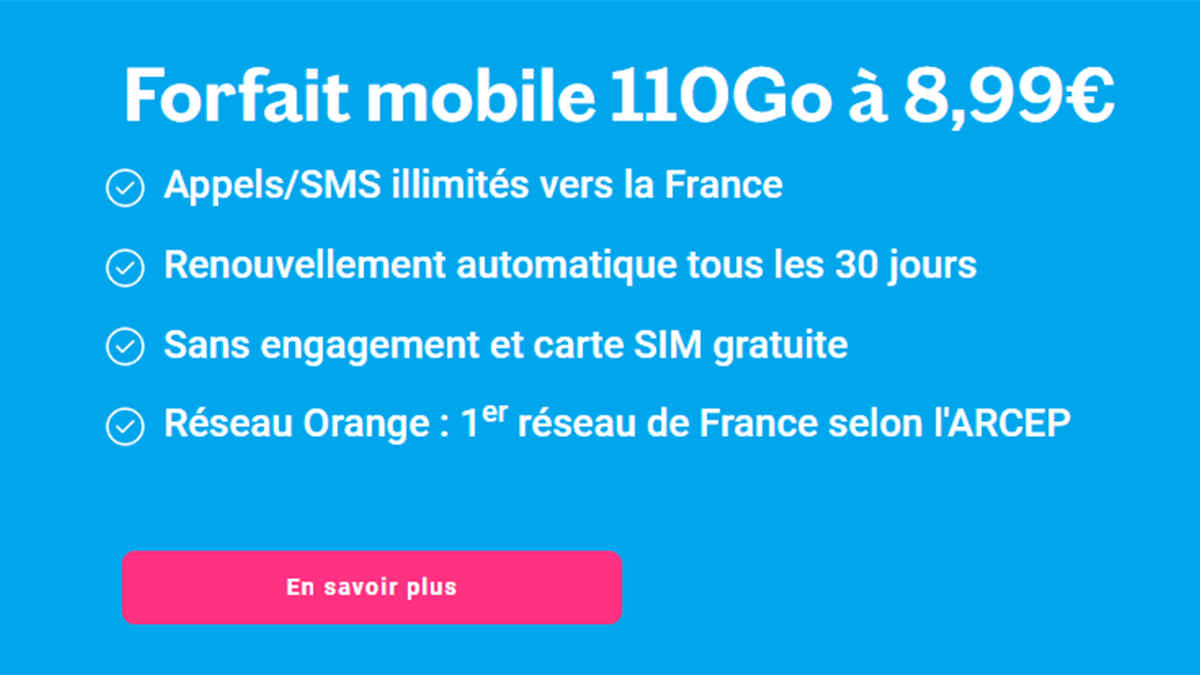 110 Go forfait mobile réseau Orange avec Lebara