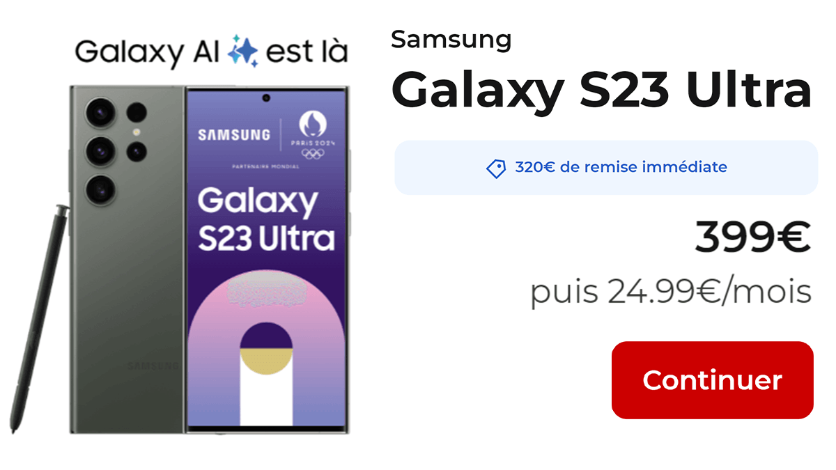 Remise immédiate Free Galaxy S23 Ultra