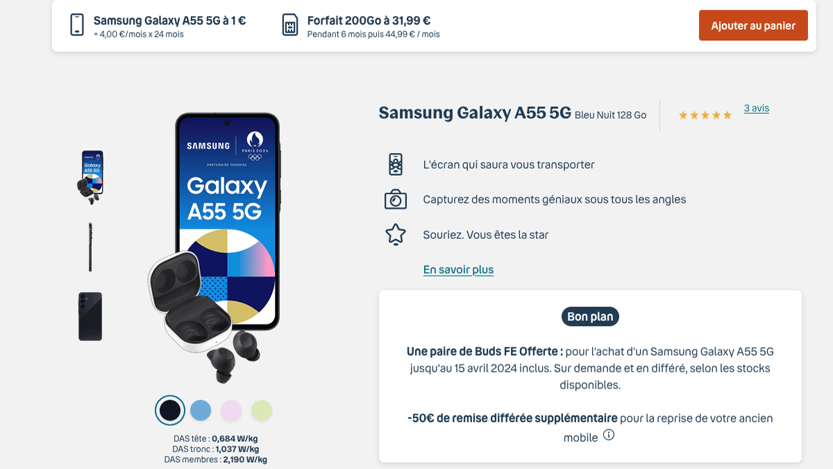 Samsung Galaxy A55 en promo
