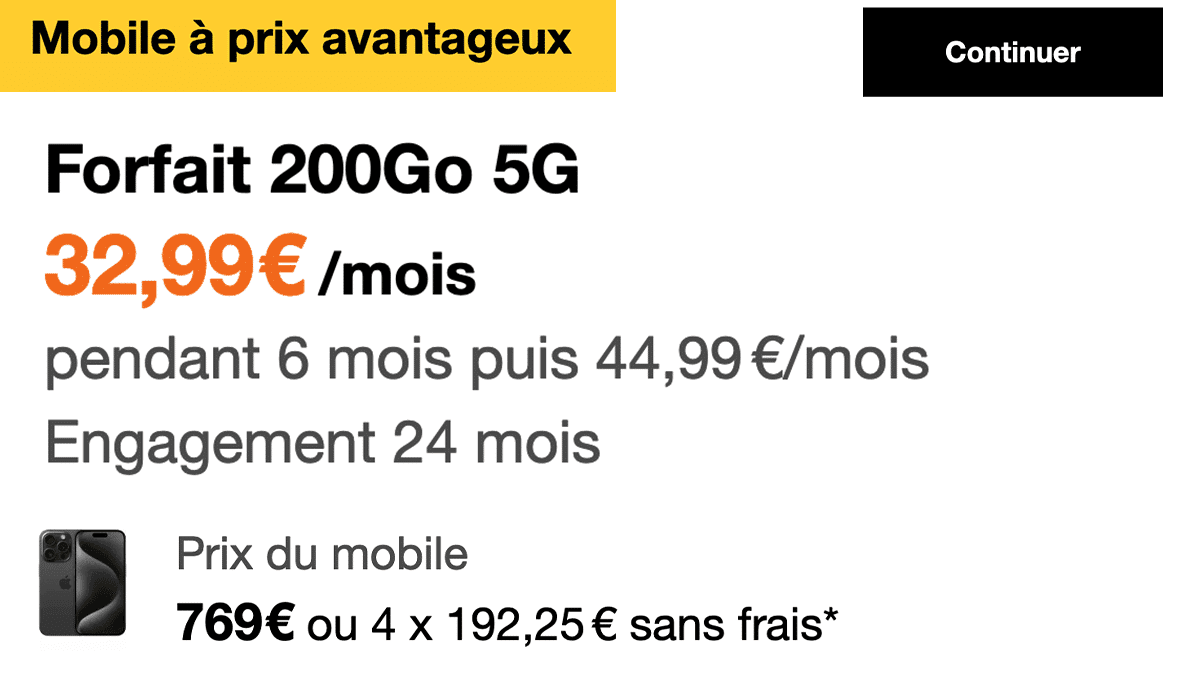 Forfait mobile iPhone 15 Pro