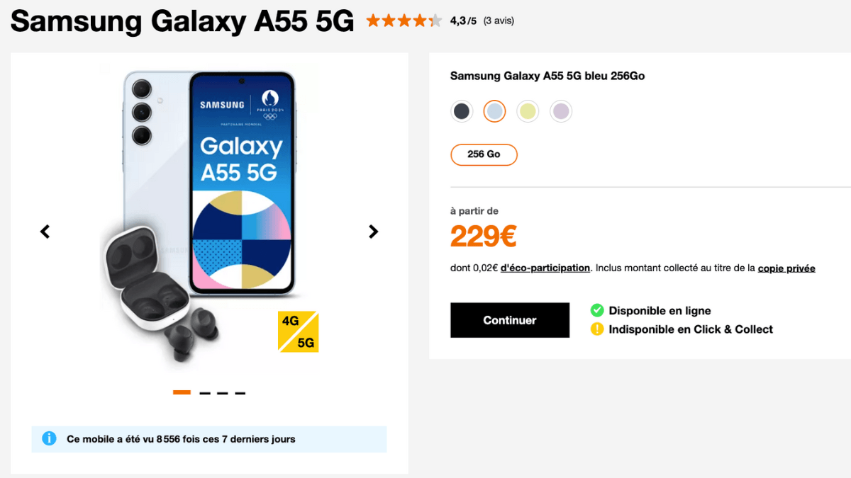 Samsung Galaxy A55 chez Orange