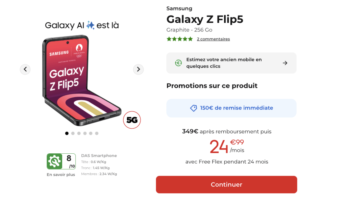 Promo sur le Samsung Galaxy Z Flip 5