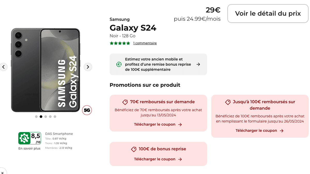Samsung Galaxy S24 en promo Free