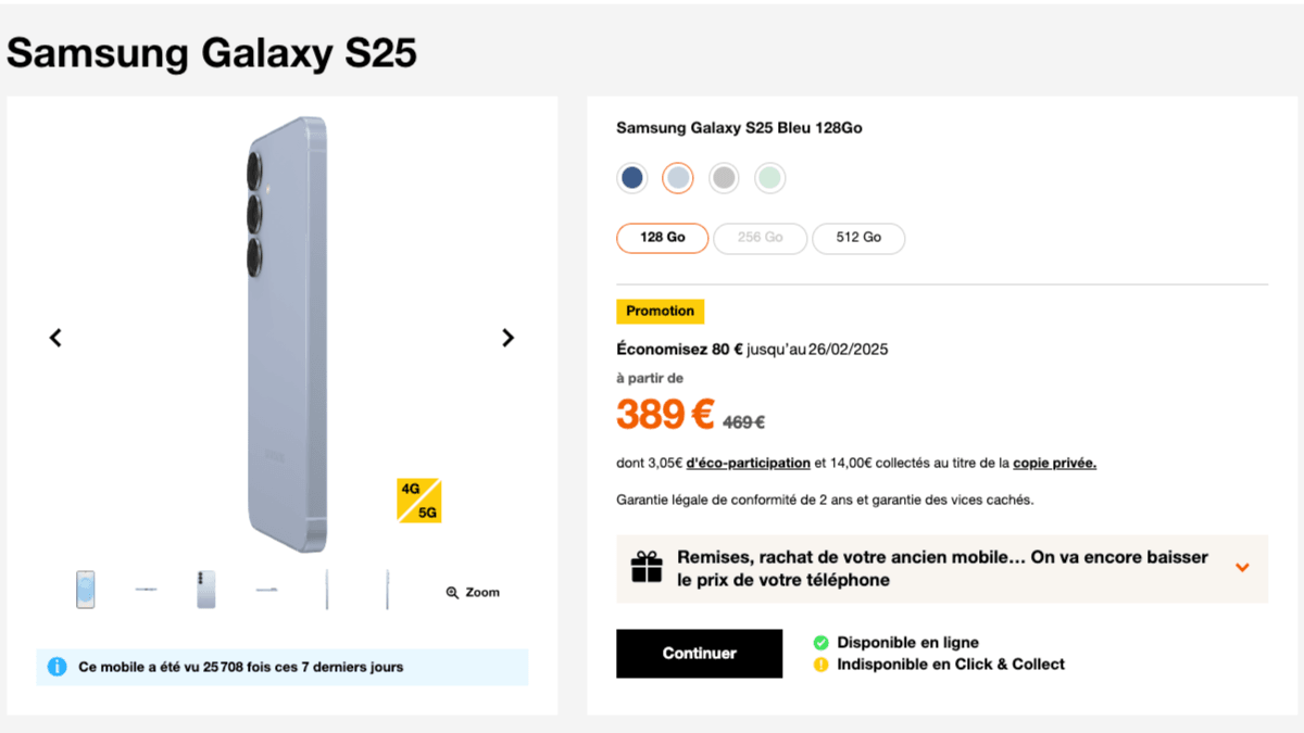 Le Samsung Galaxy S25 à prix intéressant avec l'offre d'Orange