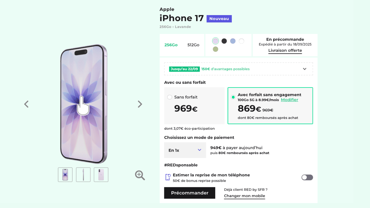 L'iPhone 17 disponible avec une belle remise chez RED by SFR